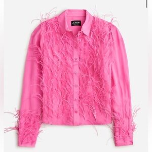 J. Crew Collection organza button-up shirt with feathers- Regal Rose